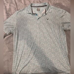 Callaway Blue and White Chili Pepper Patterned Polo Shirt